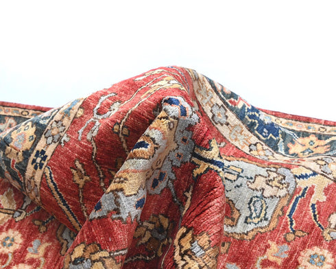 12 Ft Red Aryana Afghan Hand Knotted Veg Dye Wool Runner Rug